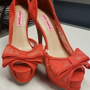 Betsey Johnson Red Lace Heels